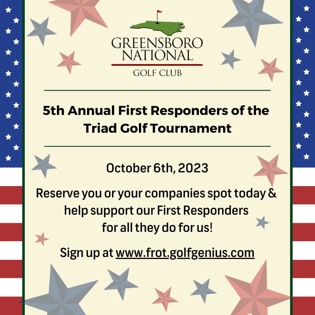 greensborogc's tweet photo. We're excited to be hosting the 5th Annual First Responders of the Triad Golf Tournament on October 6th!⛳🇺🇸

Reserve your spot here: https://t.co/CA1paqrqLG https://t.co/rbu3SLtNzv
