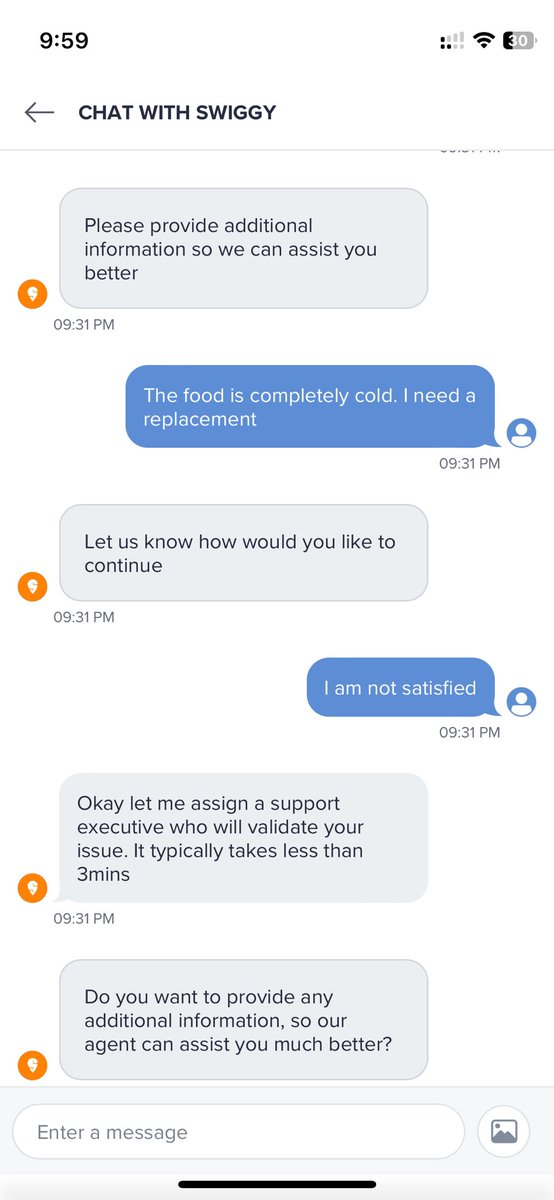 pgpatil_21's tweet photo. Swiggy seems to be going down on overall quality standards and customer care. 30 mins and no resolution on complaint and Pizza Hut in their worst zone as always @SwiggyCares @PizzaHutIN https://t.co/n1nOQ5qtNW