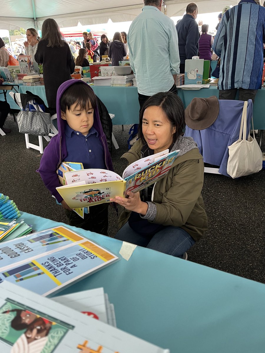 cekster's tweet photo. ⁦@CCBF2023⁩ #authorjoy - when a mom picks up Trucker Kid to read to her son! ⁦@CapstonePub⁩ ⁦@russcox_illust⁩ ⁦@PBRockiteers22⁩ https://t.co/V4I5yyONnH