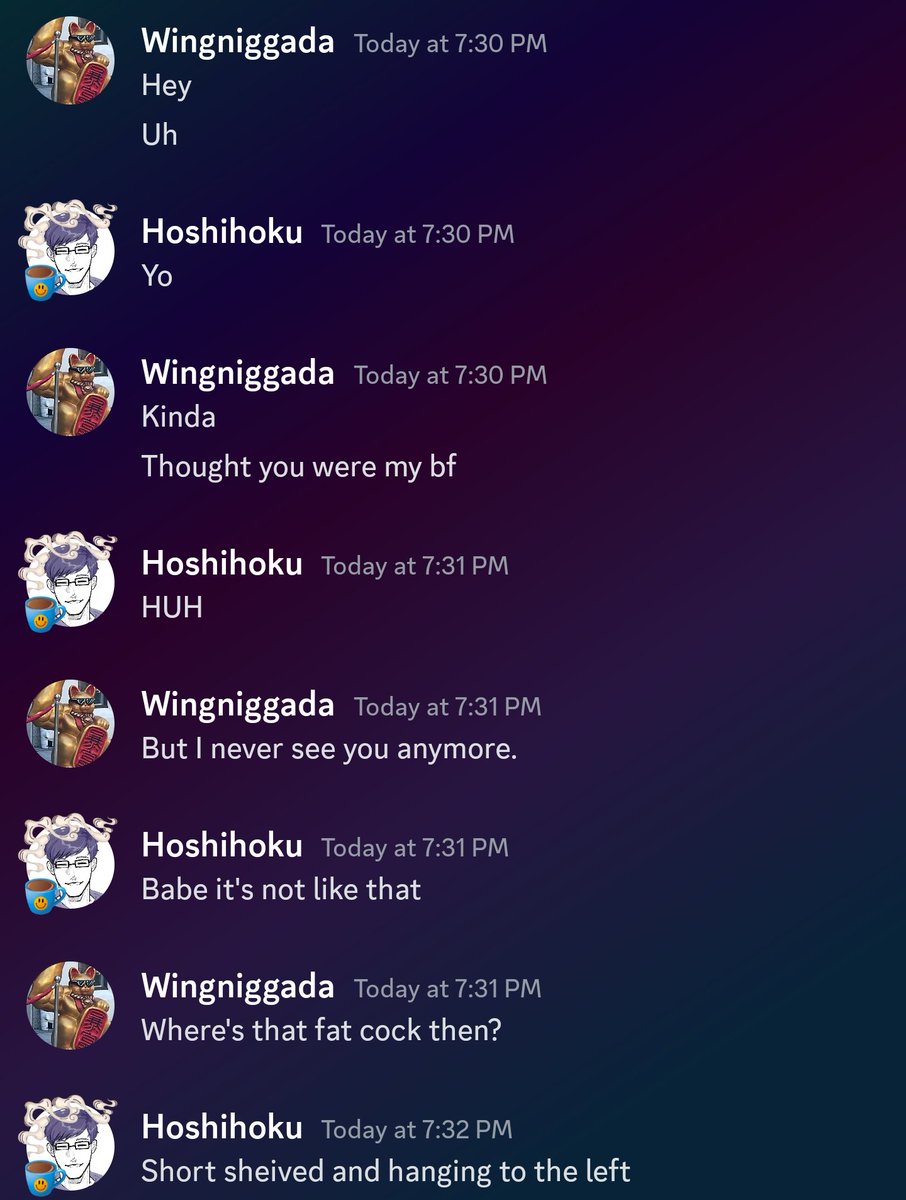 hoshihoku69's tweet photo. Good Morning Twitter.  Today's #TraumaWithHoshi features my best friend of 14 years.  Don't tell him I post our screenshots on Twitter.  Also slight NSFW so censoring it so it doesn't blind your eyes unwarranted.  #vtuber #discordscreenshots https://t.co/WdCdzHWzn1