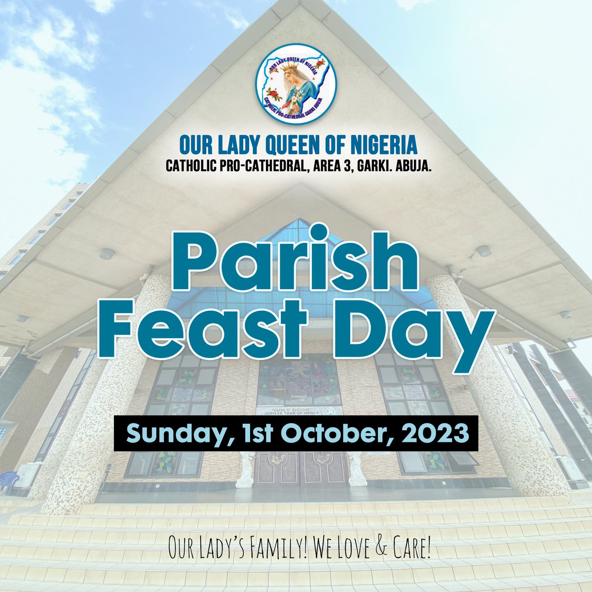 OLQN FEAST DAY 🎉
Dear Parishioners,

Please be informed that this Sunday, 
the 1st of October is our parish feast day!

Do dress in your lovely 😍 parish uniforms. ☺️😁

Our Lady's Family...
We Love and Care...

#happyfeastday #olqnfeastday #Olqn #Abuja #Nigeria #Catholic