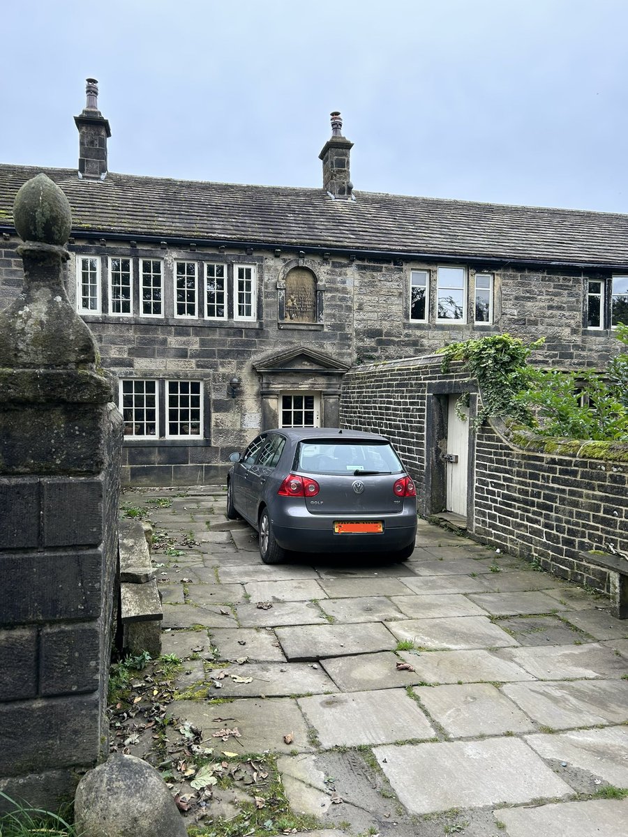 Great walk up to Ponden Hall from St. Michael’s Church in Haworth. I just about beat the rain. Worth the walk just for the scenery alone. So peaceful. VW Golf parked outside. Well it is the 21st Century! #pondenhall #wutheringheights #teambranwell #emilybronte #branwellbronte