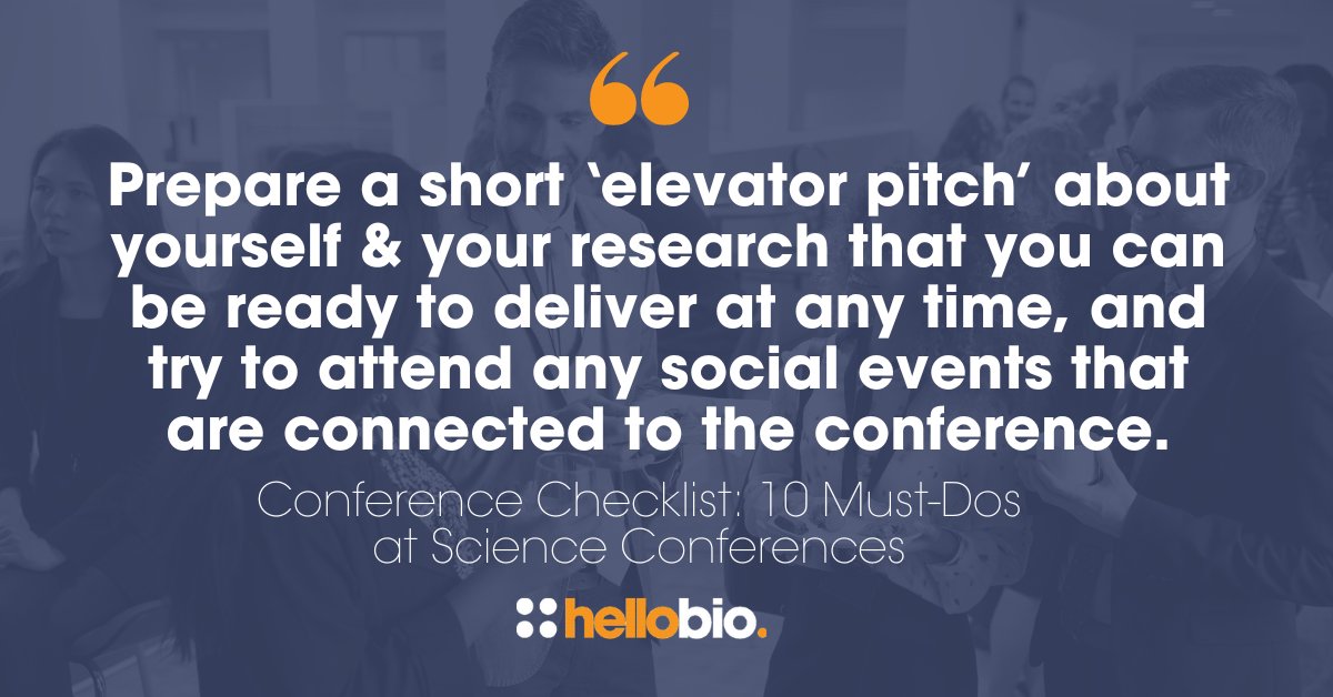 hello_bio's tweet image. Conference season is upon us again &amp;amp; big science events offer great opportunities to make new connections! 👩‍🔬👨‍🔬

You&apos;ll find some great networking tips &amp;amp; lots more in our handy Conference Checklist: ow.ly/OHty50PQyl7

#networkingtips #networkingadvice #networking