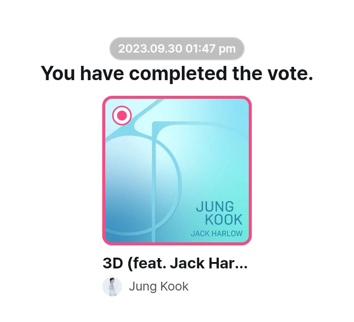 sugadboy's tweet photo. — Reinició la pre-votación de M COUNTDOWN, así que pasen a dejar su voto por '3D (feat. Jack Harlow)' de #JUNGKOOK ↓

(https://t.co/S97qW8Khea) https://t.co/9HoSgKgAW5