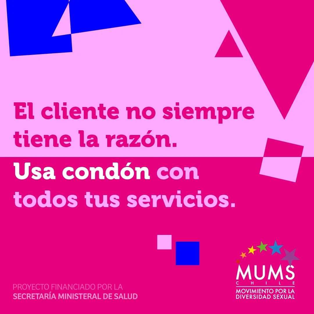 Sabemos que quienes hacen trabajo sexual muchas veces quedan a merced de sus clientes. Y claro, en ciertas oportunidades les piden no usar preservativo. Nosotres te aconsejamos que, si te dedicas a esto, no dejes de usar protección, por más que te insistan.