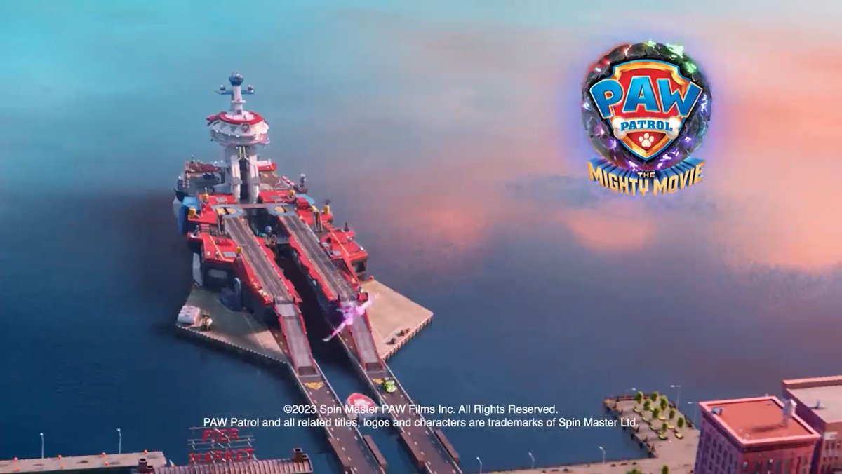 EckhartsLadder's tweet photo. Very troubling start to the new Paw Patrol movie with the reveal of the Paw Patrol aircraft carrier. Not only does the militia sit within striking distance of Adventure Bay, with nuclear carrying capable bombers, but they’ve also now become a true blue water navy. https://t.co/kbjY3N9wJE