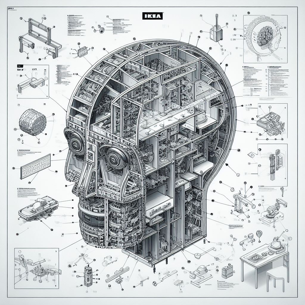 generatorman_ai's tweet photo. ok I'm addicted to this Bing DALLE-3 prompt:

ikea instruction schematics for assembling X, detailed high resolution scan

Do you have any cool ideas? https://t.co/HKB8SeZGfL