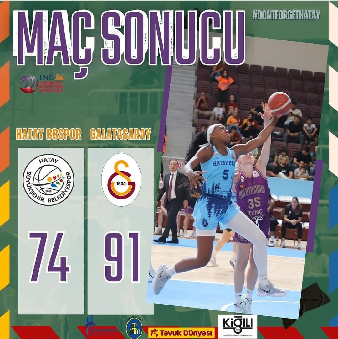 HatayWBasket's tweet photo. 📷🏀 Ekibimiz, Kadınlar Basketbol Süper Ligi 4. hafta karşılaşmasında evinde Galatasaray Çağdaş Faktoring'e 74-91 mağlup oldu.

#HatayWomenBasketball https://t.co/we1BwooOHI