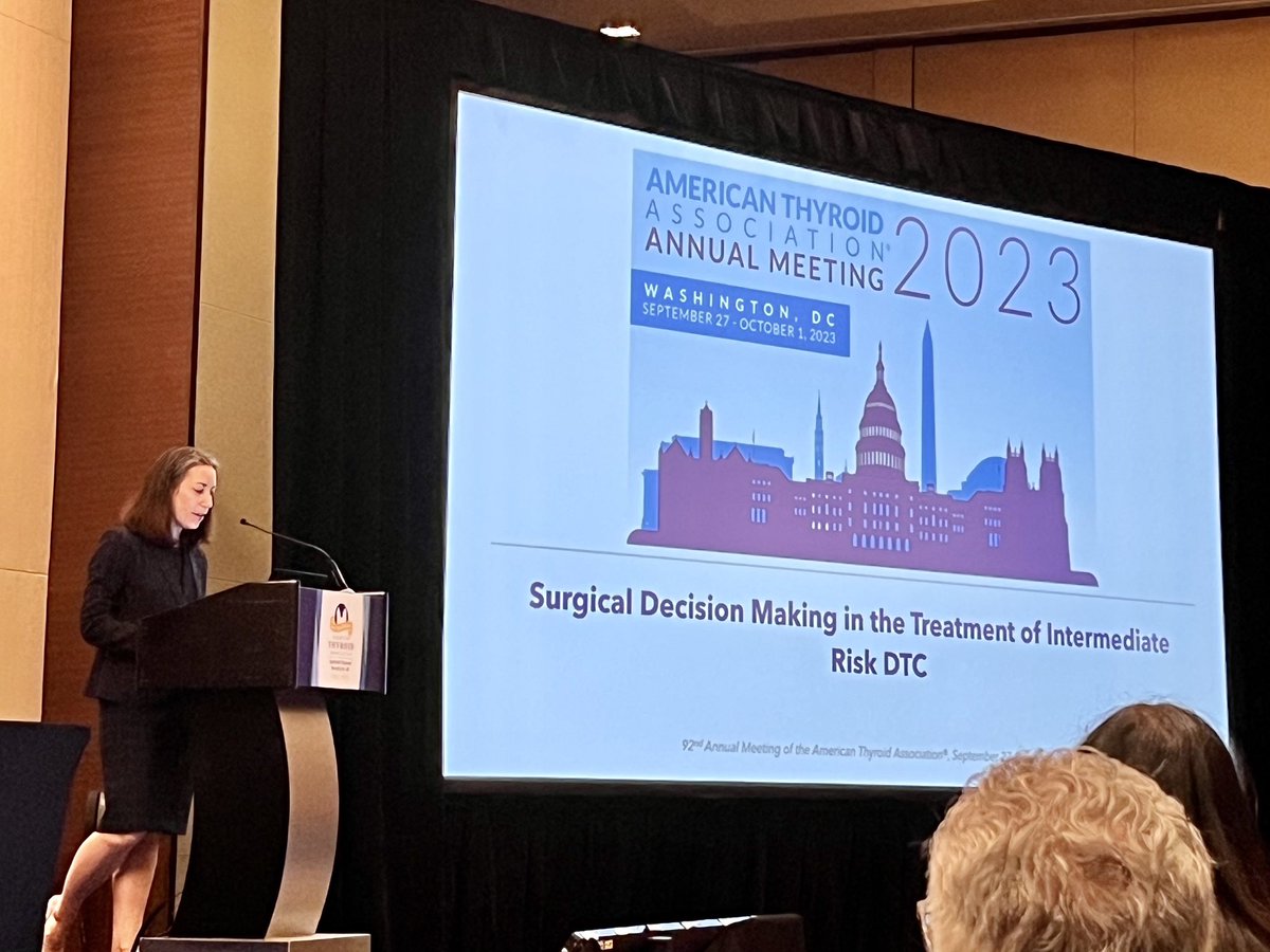 Terrific talk from expert endocrine surgeon @DrFingeret on surgical decisions for intermediate risk #thyroidcancer #ATA2023 @UNMCSurgery @NebraskaMed @UNMCCOM