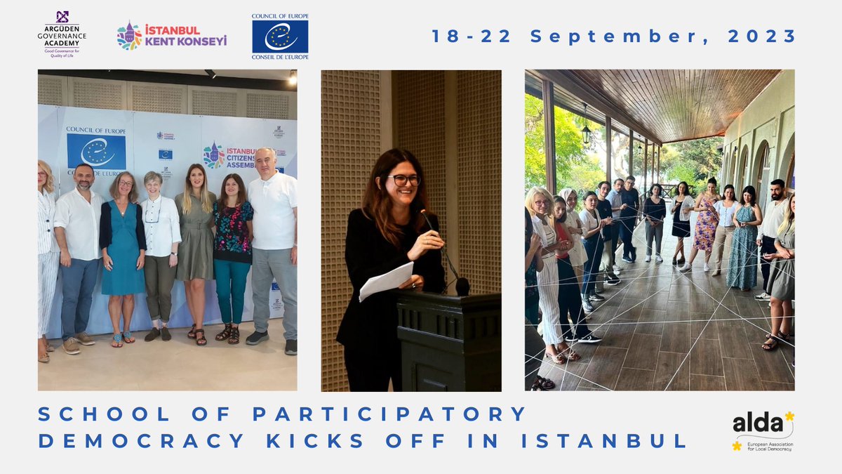 ALDAeurope's tweet photo. The School of Participatory Democracy kicked off in Istanbul (🇹🇷)! 

Organised by the @coe, @istkentkonseyi and @ArgudenAcd, the event was an #opportunity for ALDA to train 22 representatives of Turkish LA &amp; CSOs about @coe's participatory #democracy standards and tools. 🗳 https://t.co/5nwQ8mSIv7