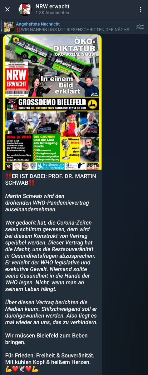 #dus0310 oder #DieBasis versinkt im extrem rechten Sumpf.

Wie #MonaAranea die Zusammenarbeit von @diebasisnrw
 Spitzenkanidat Schwab mit dem extrem rechten #NRWErwacht findet?

Da müssen LV NRW Vorstand #ReneQuarda und AGFrieden Leiter #MichaelGeorgisAggelidis gefragt werden.