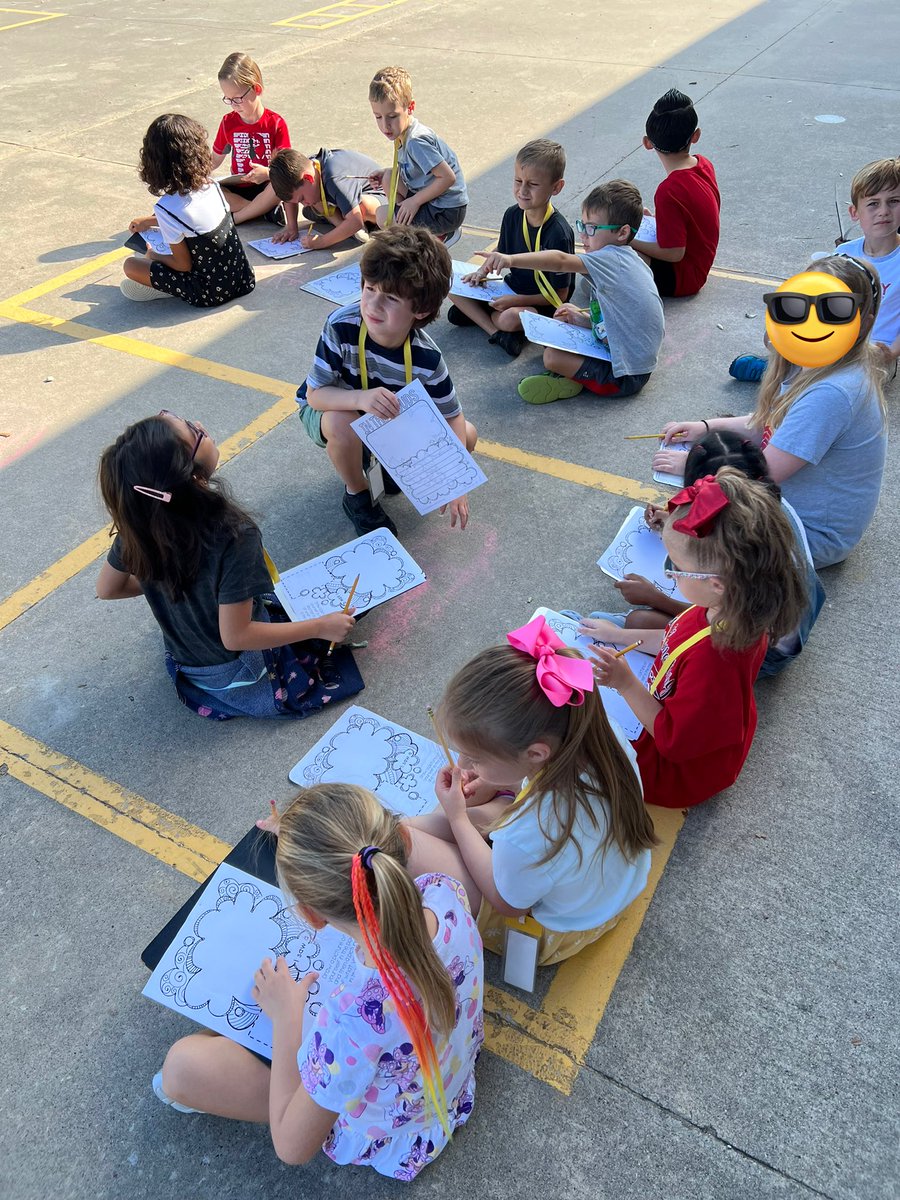 FunWithMrsPena's tweet photo. We learned about different kinds of clouds ☁️ this week. Had to finish the week off by going outside and observing them ourselves. We used our imagination to see what we saw in the clouds. ⛅️ #BearkatBest #BlackBearkats https://t.co/PM5349o3E5
