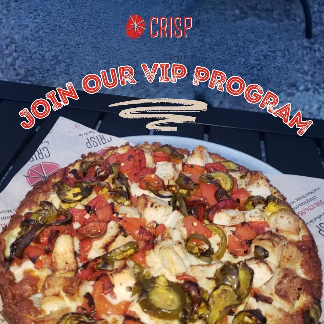 CRISP's VIP Program – A Slice Above the Rest! 

From exclusive tastes, specials, and more! Sign up today!

#Crisp #CrispMA #ProudlyLocal #CRISPVIP #FoodLovingCommunity #VIPGoals