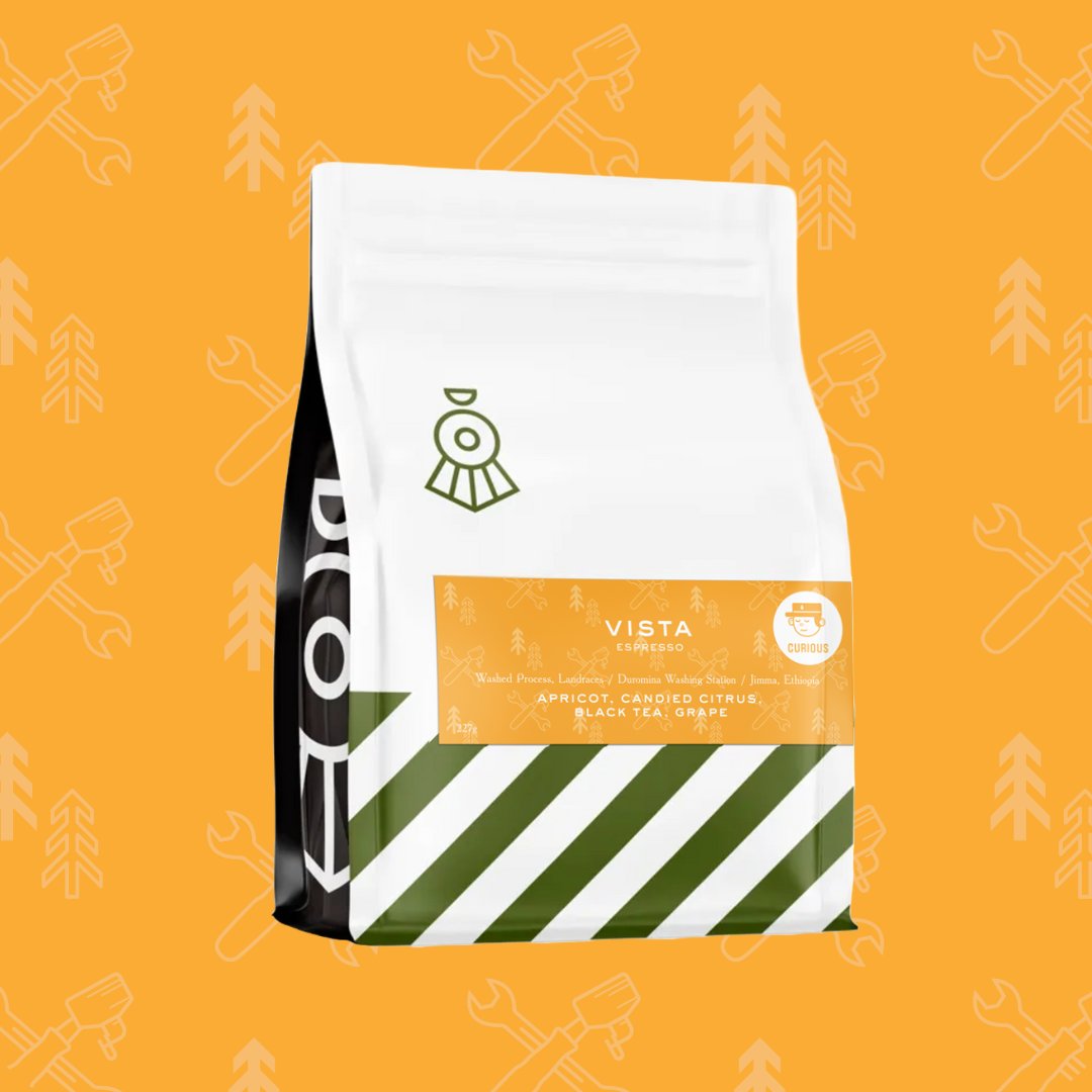 Timbertrain's tweet photo. Our Vista espresso now comes from the Duromina washing station, with juicy notes of Apricot, Candied Citrus, Black Tea, and Grape. This coffee has a creamy body and a high level of sweetness, perfect for espresso lovers! 

Now in-stores and online!

https://t.co/wGDe4dlLAj https://t.co/3bqfQGNeoT