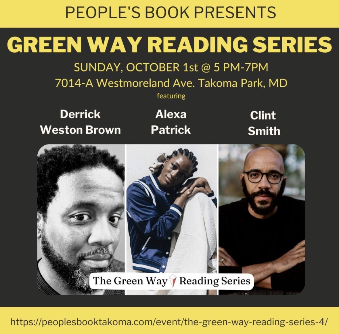 Reading tomorrow at Takoma Park’s new bookstore with these incredible poets. 5pm. Free and open to the public. takomaparkmd.gov/news-alert/fre…
