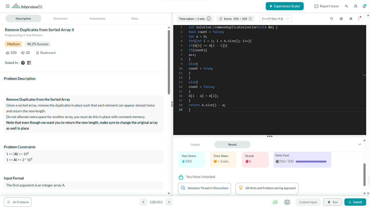 imanassahoo's tweet photo. Hello all, I have completed #Day153 of #365DaysofCode Challenge with
@Scaler

Today I solved the question  - Remove Duplicates from Sorted Array II

Discord community link:     https://t.co/NxzCV5VP2G #scalerdiscord #codewithscaler https://t.co/Pd04jS4nqA