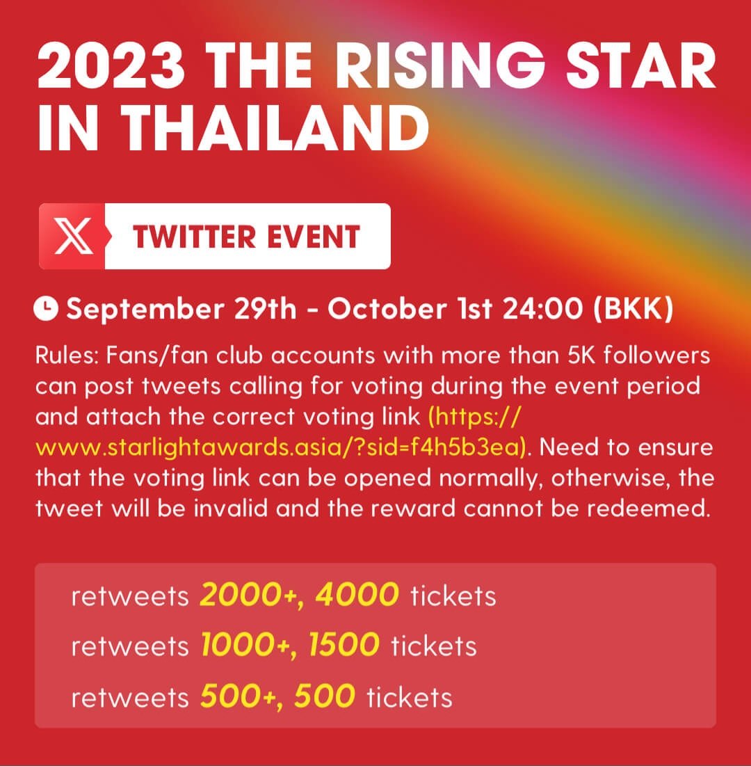 beckyfanclub05's tweet photo. #STARLIGHTAWARDS 2023 The Rising Star In Thailand

Retweets 2000+ 4000 tickets
Retweets 1000+ 1500 tickets
Retweets 500+ 500 tickets

VOTE BECKY
📥https://t.co/YsMB0X29j4

#beckysangels https://t.co/dvyKcypGGK