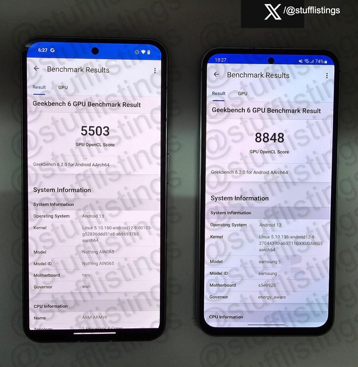 geekabhishek_'s tweet image. Samsung S23 FE (Exynos 2200) Geekbench 6 Score on Right. Left is from Nothing Phone 2 Snapdragon 8+Gen 1. But yaar Bezels dekho 🤯

#SamsungS23FE
Credit - @stufflistings