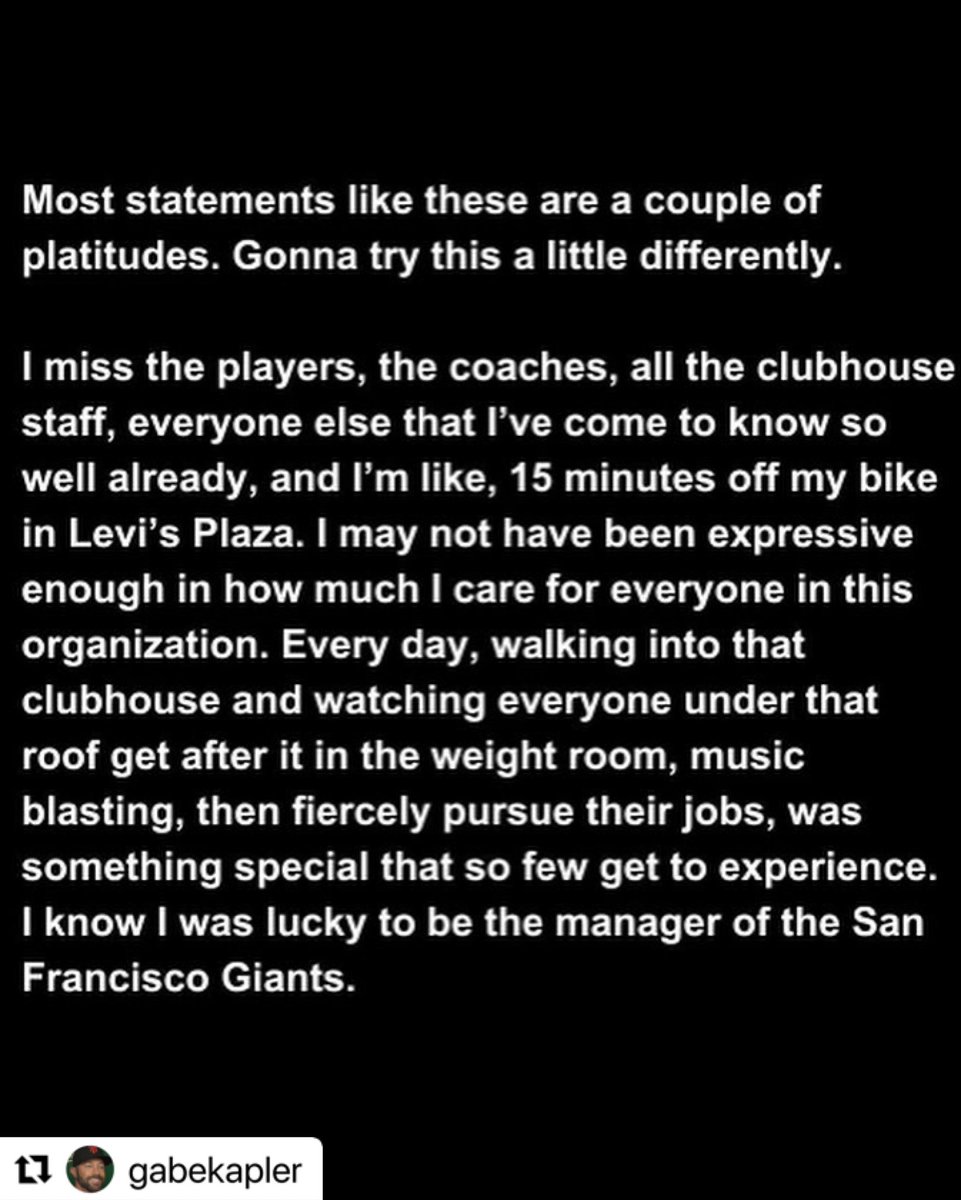 amygmultimedia's tweet image. Gabe Kapler’s statement regarding his departure from the SF Giants.