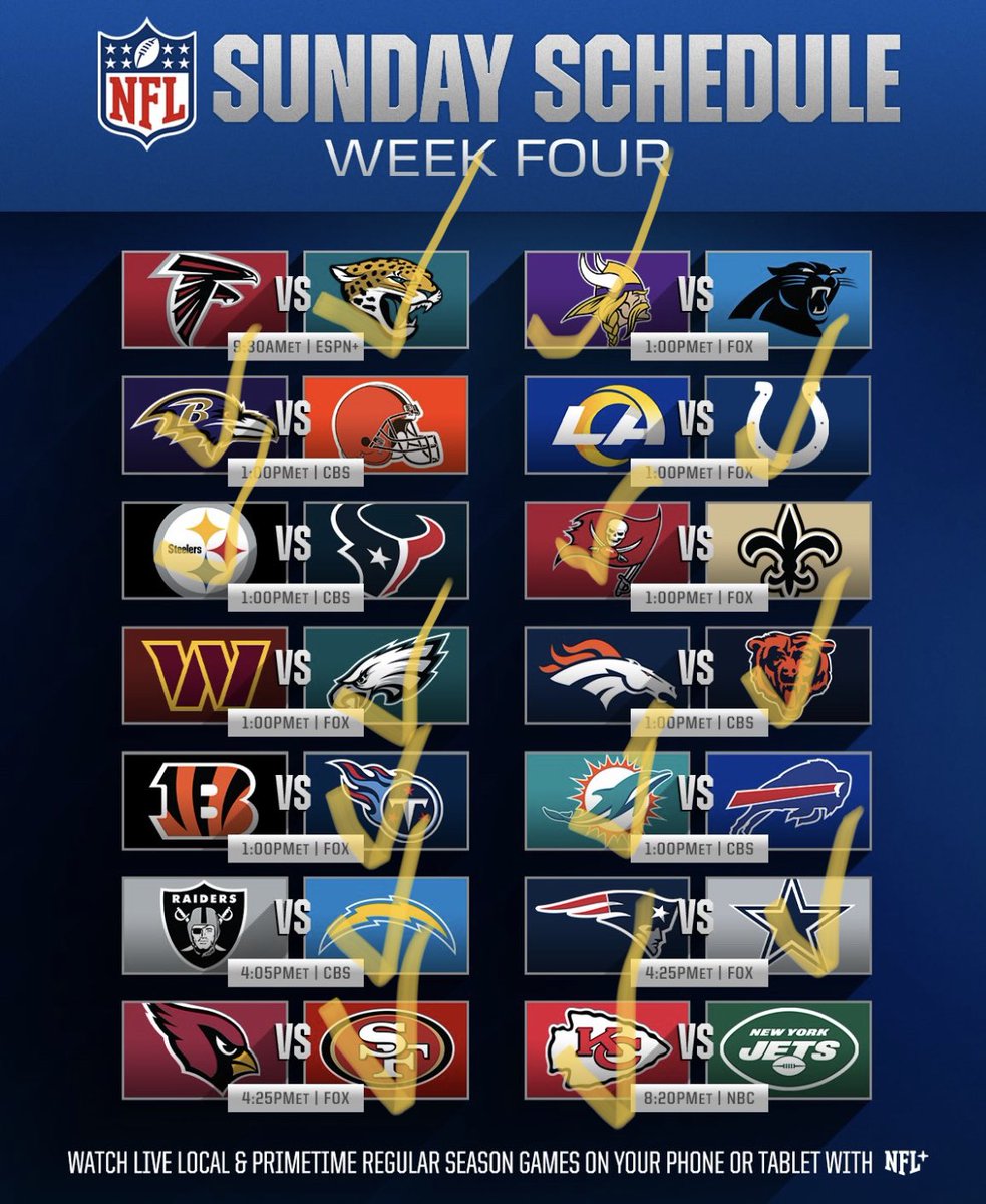 BradyB_NBC's tweet photo. Week 4 predictions🏈 https://t.co/Kh0Xd4Z5yK