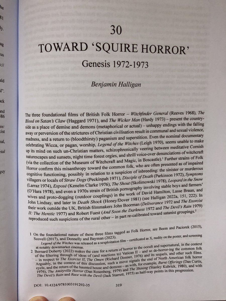 BenHalligan's tweet photo. Thrilled to receive a copy of the *enormous* new @routledgebooks "Companion to Folk Horror" @RobCEdgar; my chapter on @genesis_band, taking in 
#DavidBowie #JethroTull @CharterhouseSch 
#LedZeppelin #JimmySavile #BenDover #DHLawrence #MarkFisher #Machynlleth #hogweed #OssieClark https://t.co/3PGU4WV5ys