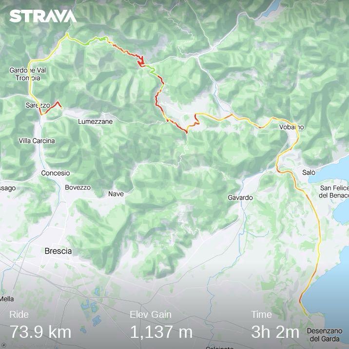 TomJoynerr's tweet photo. Afternoon Ride. Lonato > Lodrino > Lumezzane https://t.co/Ro39MwX1Zi