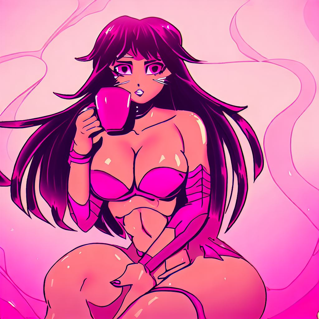 #AnimeGirl #GoddessBody #CupOfTea #GladiatorArmor #ThickThighs #PurpleFingernails #PinkAesthetic