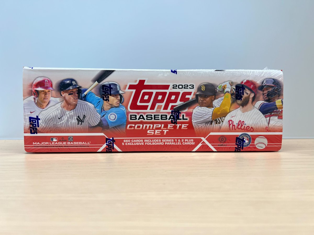 We've got one last #ToppsHobbyNight giveaway for you - and it's a good one. Repost for a chance to win this 2023 @Topps complete set!