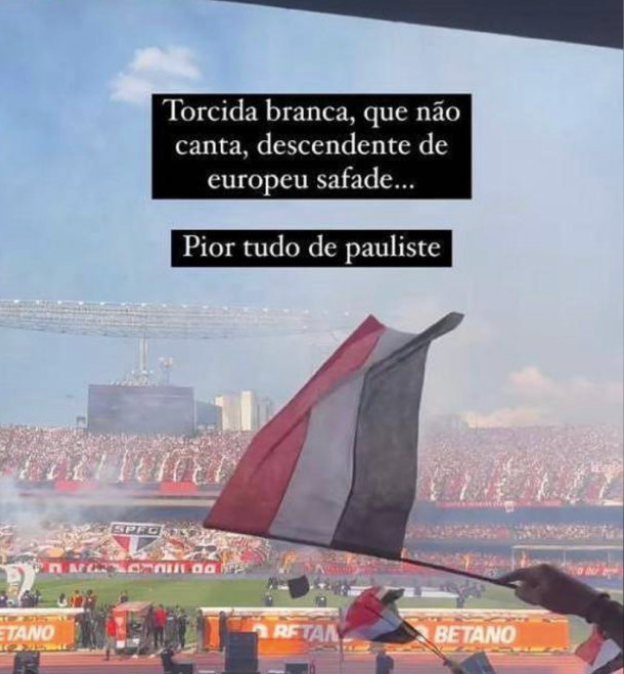 PCO29's tweet photo. "Todo mundo viu que a pessoa #2 do ministério chamada Marcelle Decothe, com esses dois nomes franceses, foi no estádio do Morumbi e postou nas redes que a torcida do São Paulo é branca, descendente de europeu safade e, pior de tudo, pauliste. Conseguiu a proeza de ofender 50 a 60 milhões de brasileiros. 

Em primeiro lugar, o governo Lula deveria fazer um teste de inteligencia nas pessoas, porque vamos falar o português correto: para falar uma coisa dessas, é preciso ser muito burro. O governo foi eleito por aproximadamente 60 milhões de pessoas e a mulher conseguiu ofender a mesma quantidade de pessoas. Precisa ser muito, mas muito burra. Ao fazer essa burrice, pelo menos, ela revelou o verdadeiro conteúdo da política identitária para muita gente.

O intuito da política libertária é atacar o homem comum. Não é uma luta para libertar o povo, mas oprimi-lo. É por isso que é uma luta, por exemplo, travada pelo STF, que é inimigo do povo."

Fala do companheiro @Ruicpimenta29, agora, durante a Análise Política da Semana:

https://t.co/rfPvhL0Bil