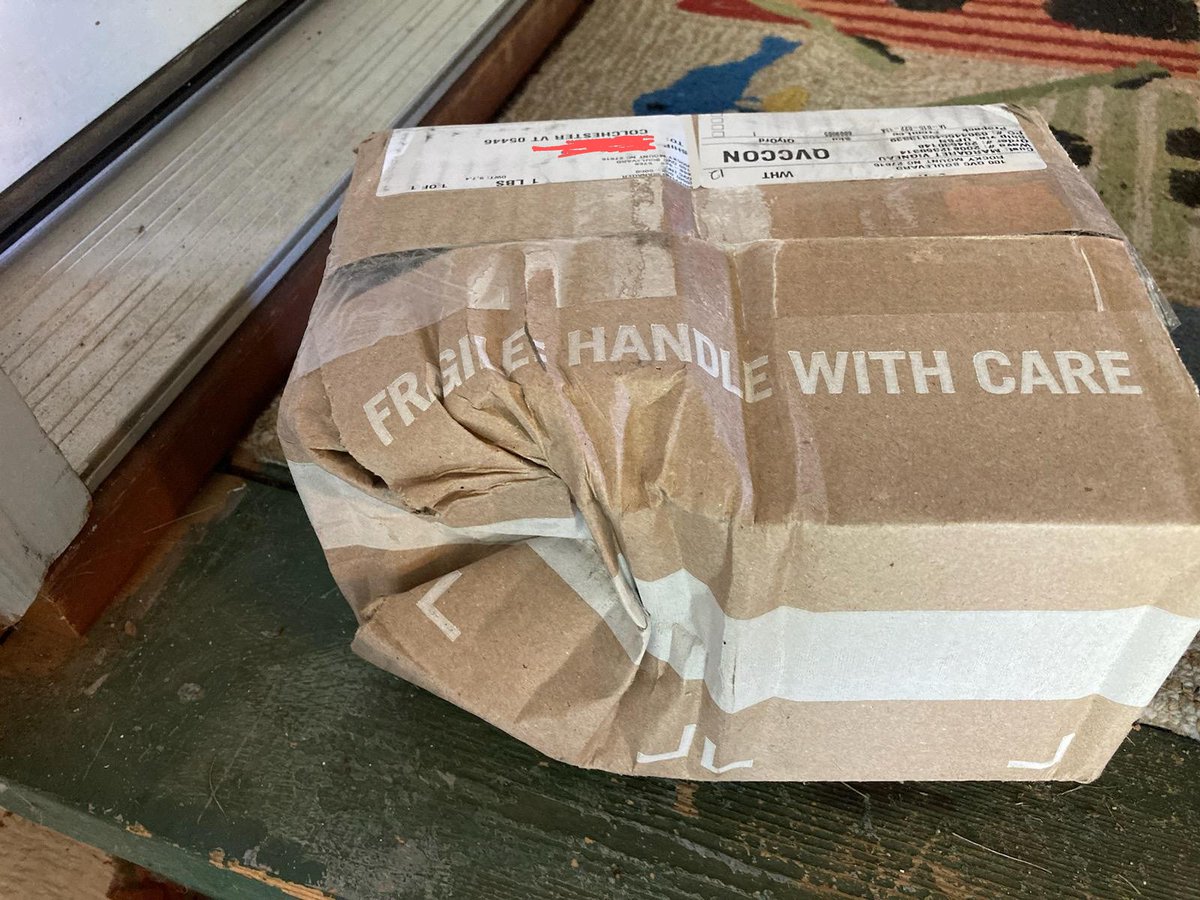 bethfromvt's tweet photo. Hey @UPS @UPSHelp is this an acceptable condition for a delivered package? Just checking. #DoBetter @QVC https://t.co/jF2Q0B2q7U