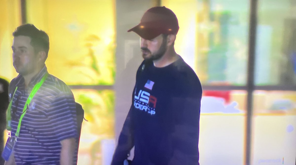 shanebacon's tweet photo. Cantlay leaving in a Team USA hat is the only way this Saturday should end https://t.co/PeXI6g7qib