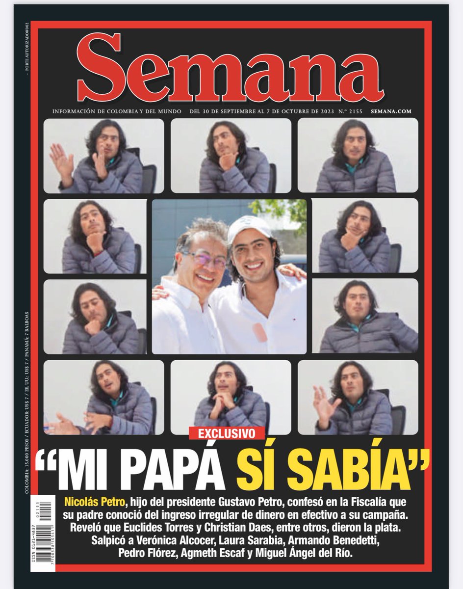 Salen de Min Interior a atacar la revista Semana y vuelven a Presidencia.
La revista Semana preparaba esta caratula: “Mi papá si sabía”