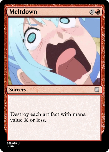 Sometimes I like to humorously cross over the shit I enjoy for my proxies. I present Furina-Hydro Archon edition Meltdowns.

#MTG #GenshinImpact #Proxyplay #Proxyisbest