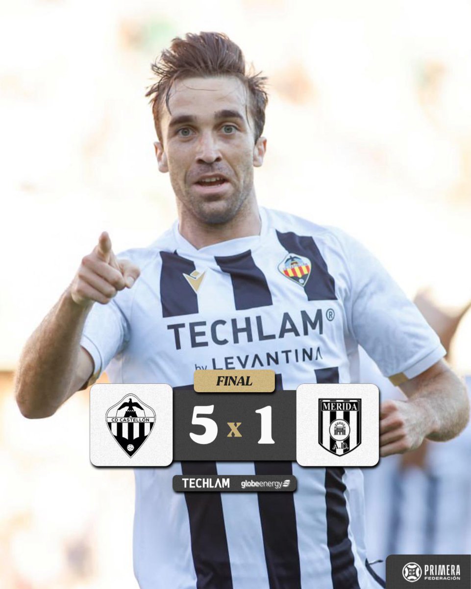 CD Castellón (@cdcastellon) on Twitter photo FINAAAL FINAAAL FINAAL DEL PARTIDO (5-1)
GRAN VICTORIA DEL CD CASTELLÓN QUE VENCE A LA AD MÉRIDA EN #CASTALIA🏟️
⚽️⚽️⚽️ @22manusanchez
⚽️ <a href="/jesusdemiguel8/">Jesus De Miguel</a>
⚽️ <a href="/JosepCalavera7/">Josep Calavera Espinach</a>
‼️ NOS VEMOS LA SEMANA QUE VIENE, AFICIÓN ‼️
#CastellónMérida
#PPO👂 FINAAAL FINAAAL FINAAL DEL PARTIDO (5-1)
GRAN VICTORIA DEL CD CASTELLÓN QUE VENCE A LA AD MÉRIDA EN #CASTALIA🏟️
⚽️⚽️⚽️ @22manusanchez
⚽️ <a href="/jesusdemiguel8/">Jesus De Miguel</a>
⚽️ <a href="/JosepCalavera7/">Josep Calavera Espinach</a>
‼️ NOS VEMOS LA SEMANA QUE VIENE, AFICIÓN ‼️
#CastellónMérida
#PPO👂