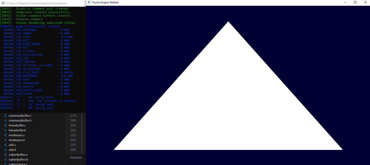 CasterraDev's tweet photo. Recently started making my own renderer with #vulkan. It's been a nice project that teaches me a TON about how GPUs work.

I'm gonna use it for simple 2D games and some graphics.

For now tho I just have this little triangle.

#gamedev #indiedev #development #screenshotsaturday https://t.co/LqQRMOojKz