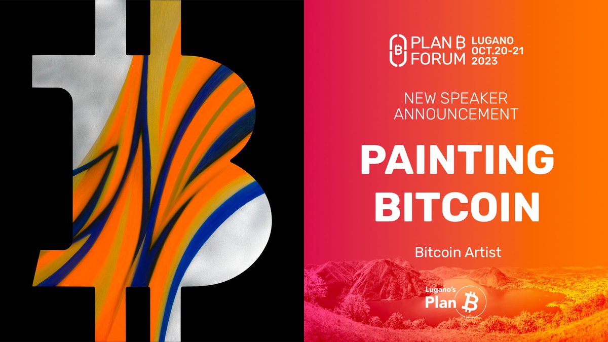 Bitcoin Artist <a href="/PaintingBitcoin/">Painting Bitcoin 🎨</a> will be an official speaker at Plan ₿ Forum 2023! 

Don’t miss the event in Lugano, October 20-21! 🇨🇭
Get your ticket now! 👉 planb.lugano.ch/planb-forum/
#LuganoPlanB #bitcoin