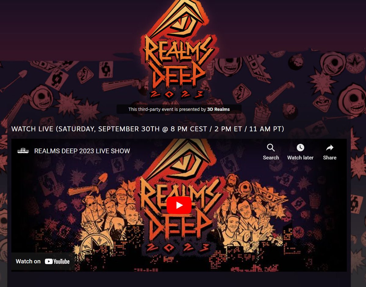 REALMS DEEP IS STARTING! WATCH IT LIVE ON THE STEAM PAGE WHICH I'LL BE UPDATING WITH NEW GAMES AS THEY GET ANNOUNCED! store.steampowered.com/sale/RealmsDee…