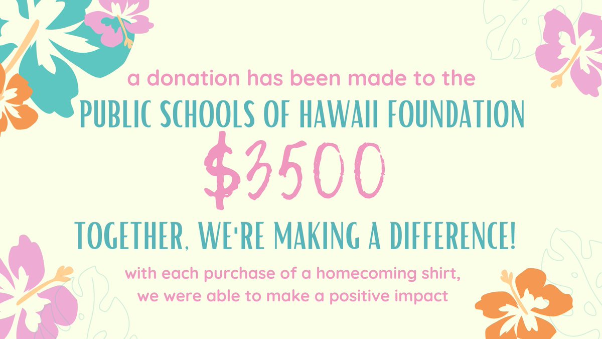 🌺Mahalo (thank you!), Ridley O’hana. We’re thrilled to announce that a $3,500 donation has been made to the Public Schools of Hawaii Foundation. Your support has helped make a difference in the lives of the students and teachers of Maui🌺
#GratitudeInAction #SupportPublicEd