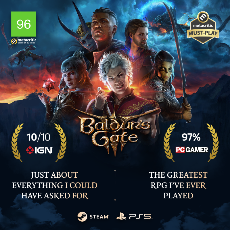 baldursgate3's tweet photo. High scores are great, but it's your opinions and comments that mean the most to us. Try Baldur's Gate 3 and let us know what you think!