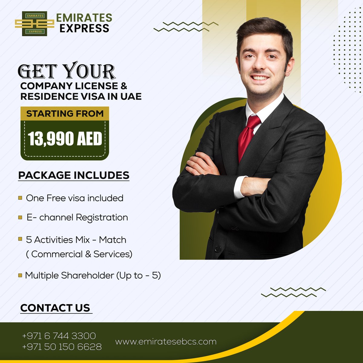 Emiratesexpres3's tweet image. Your UAE Company License and Residence Visa Await at Just 13,990 AED!

#companyLicense #getonefree #businesssetup #startyourbusiness #ResidenceVisa #Multipleshareholder #EmiratesExpress #uae
