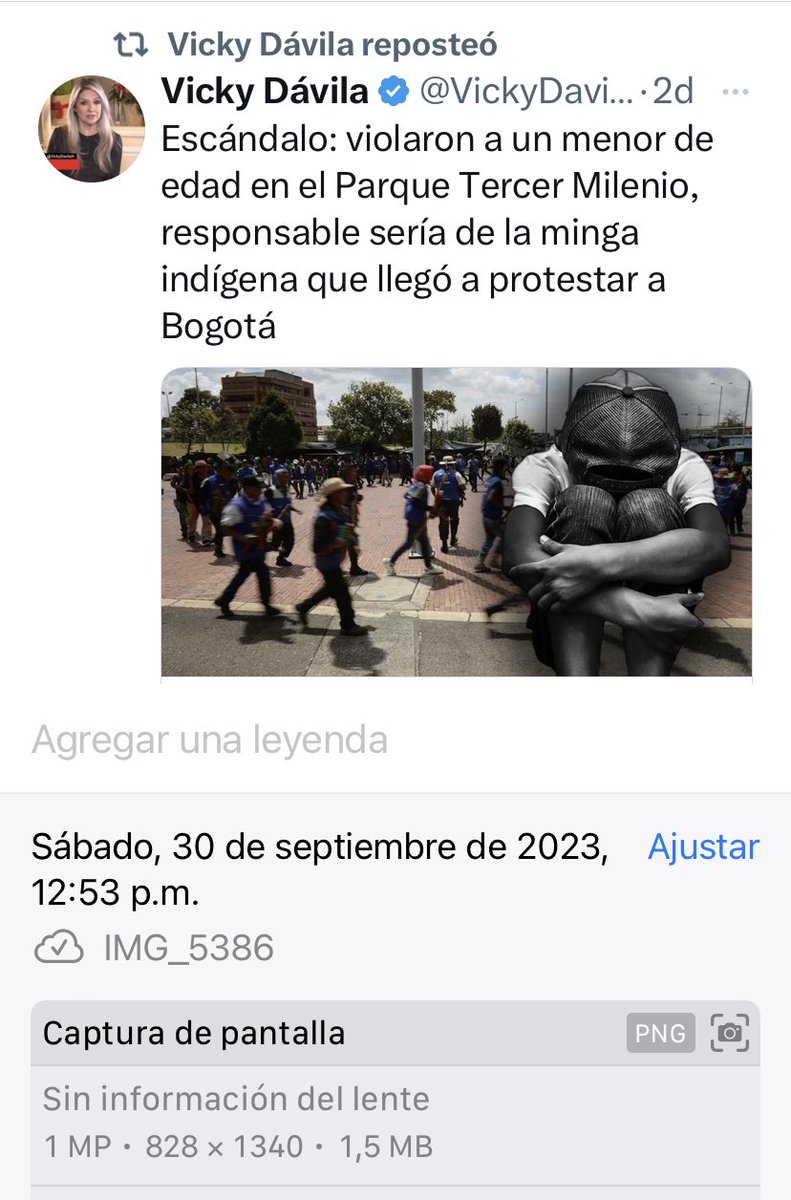 Vicky Davila no ha retirado de su TL la falsa noticia. ¿No les importa porque son indígenas?