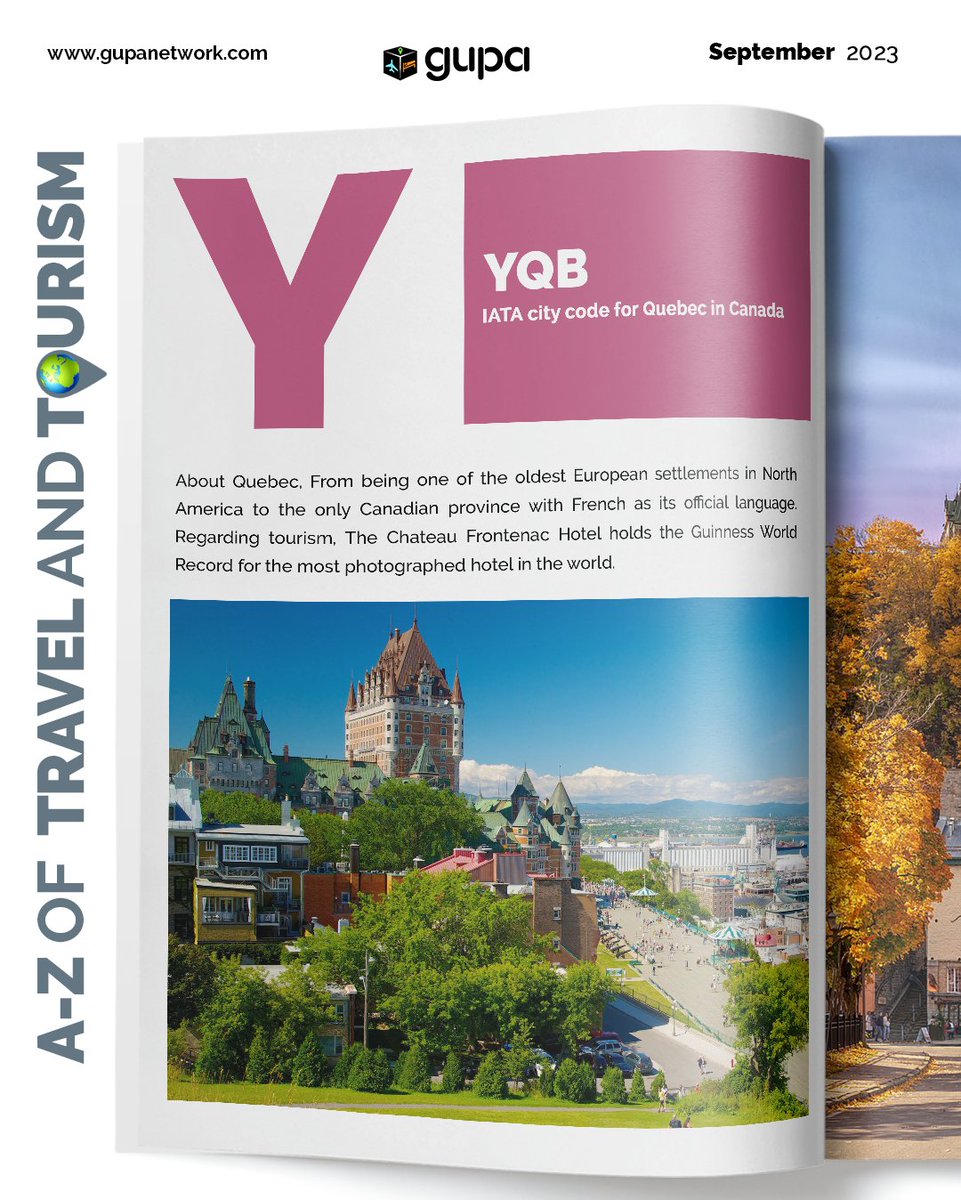 gupanetwork's tweet photo. Introducing #GupaAZ of Travel &amp; Tourism⁣

Y - YQB (IATA city code for Quebec in Canada)

#Gupa
#GuestsPassengers
#Nigeria #Africa #Global
#StayLocalGoGlobal
#AnywhereEverywhere
#TravelIsOurBusinessCultureAndLanguage https://t.co/LUGq9mgYS3
