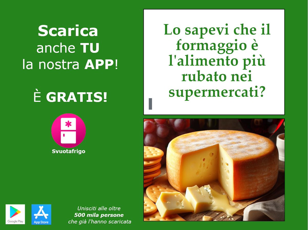 Svuotafrigo's tweet photo. Il parmigiano primeggia come il formaggio più ambito dai ladri, rappresentando il principale oggetto dei loro desideri https://t.co/WTzILu0Qlc