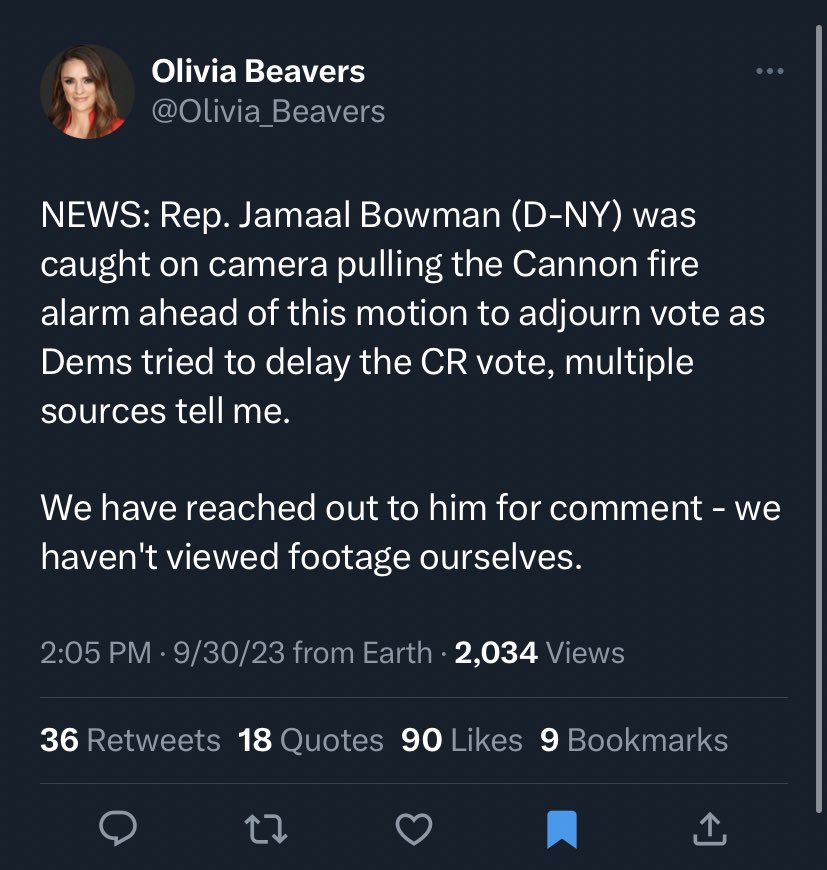 SonofHas's tweet photo. Jamaal Bowman reportedly pulled the fire alarm to further delay the CR vote

That’s legitimately a crime https://t.co/foxURHXZ91