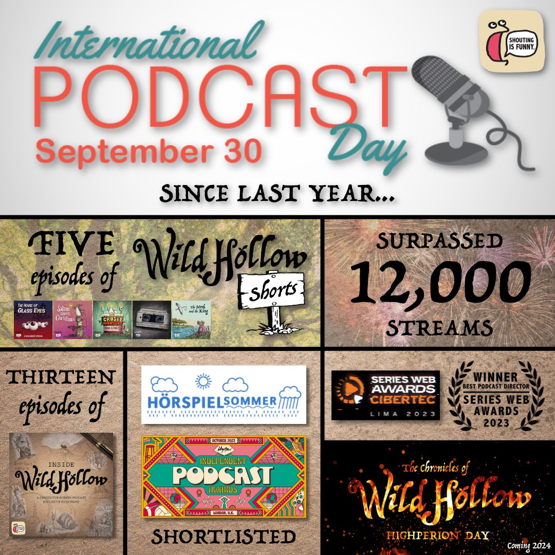 Happy #internationalpodcastday 2023! 🥳🥳🥳🥳🥳we thought we’d take a look back at the last 365 days, and what exciting things have happened! What a year! 😍#audiodrama #podcast