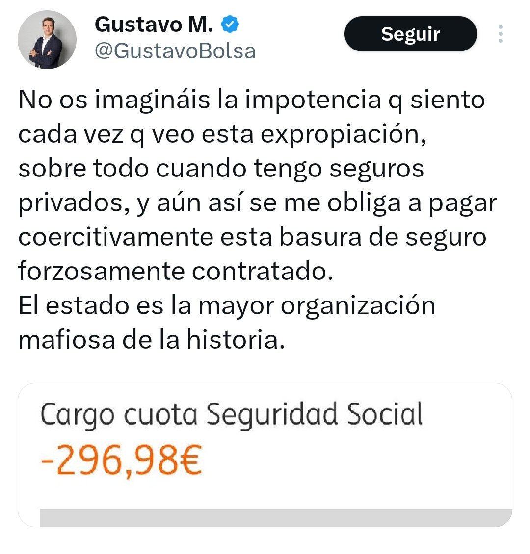❌ La Sanidad NO se paga con:
- la Seguridad Social.

✅ La Sanidad SÍ se paga con:
- IVA
- IRPF
- impuestos sobre sociedades
- imp. sobre alcohol
- imp. sobre tabaco
- imp. sobre carburantes

Que se os ha explicado 70mil veces y sois, de verdad, durísimos de mollera.