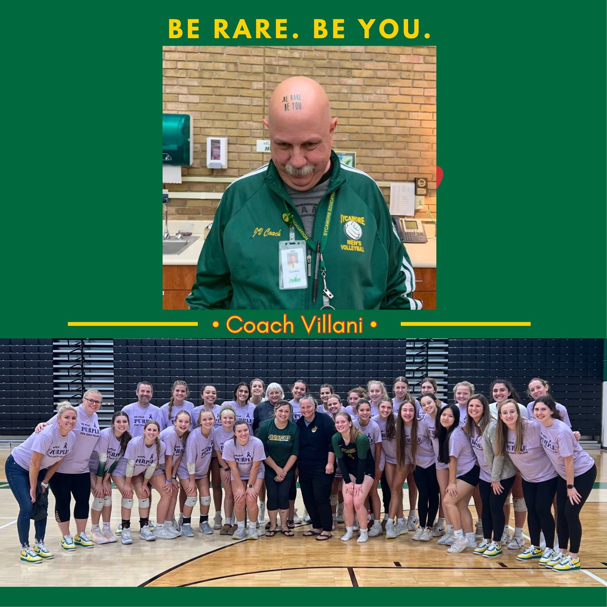 LadyAvesVball's tweet photo. Honored to have our FAV AVES cheering us on! #weloveyou #wewearpurpleforVillani #berarebeyou @shsaviators @AvesAthletics @SycamoreSchools @shsvillanit https://t.co/Il3IKMZrrY