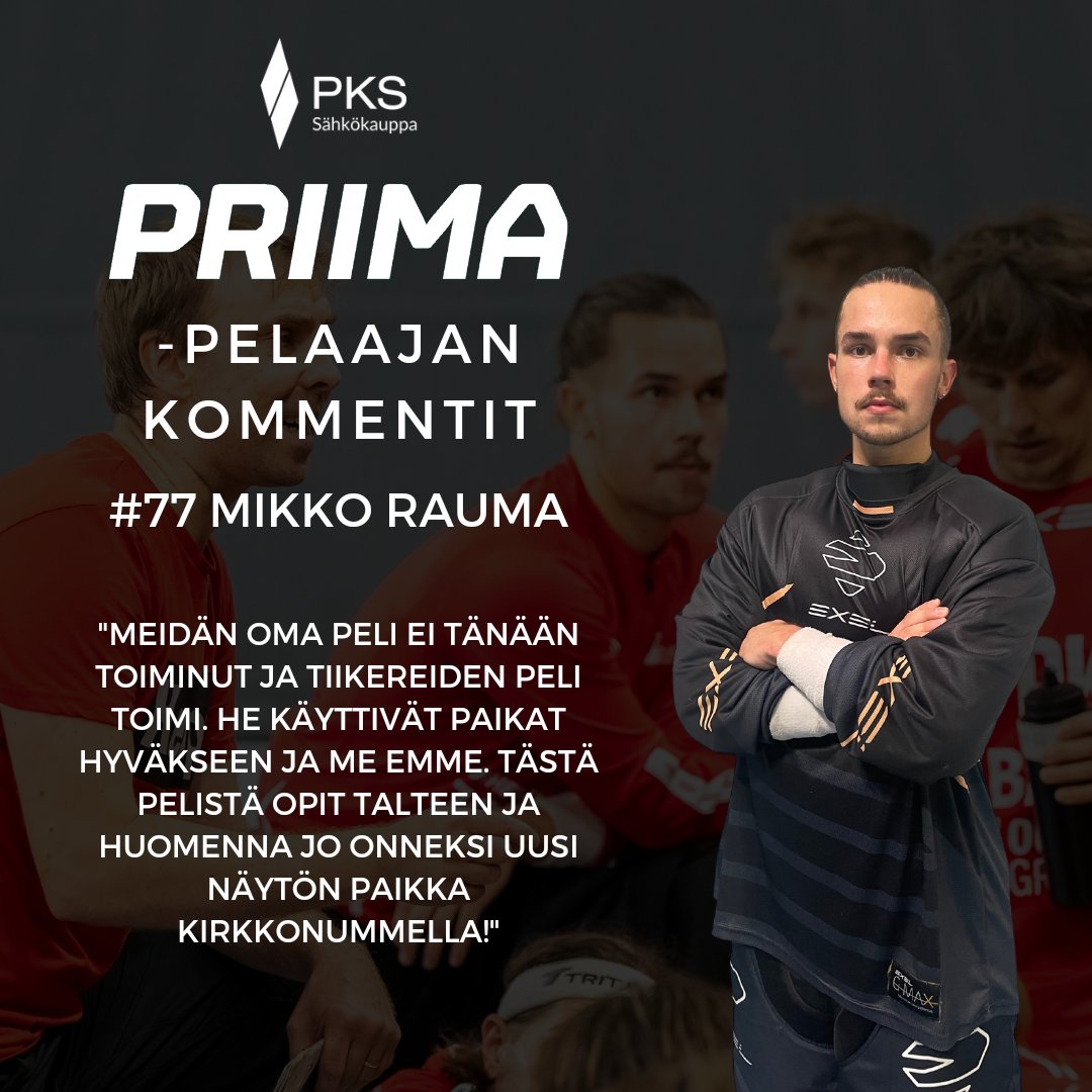 JosbaFloorball's tweet photo. PRIIMA -PELAAJA, #77 MIKKO RAUMA
Josban yhteistyökumppani Pohjois-Karjalan Sähkö palkitsee kauden jokaisessa ottelussa ottelun sähköisimpänä pelaajana Priima-pelaajan.
https://t.co/3UIVJvZ1nz
📷 Tuomo Kallonen Fotografi
#josba
#salibandy
#inssidivari
#itäonpunainen
#priima https://t.co/bXrUhiZJcA