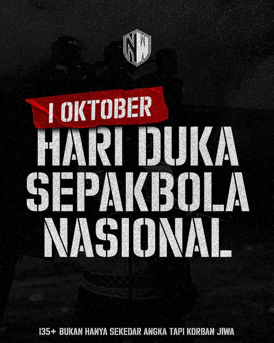 Nrthrnwl20's tweet photo. 💔💔💔💔💔💔💔💔💔

1 Tahun berlalu, Duka ini belum hilang
Berhenti mewajarkan kekerasan dengan senjata apapun pada supporter sepakbola, bendera setengah tihang dikibarkan untuk mereka yang pergi dan tak pernah kembali atas alasan sepakbola.

AL-Fatihah surga tempatmu kawan https://t.co/3CV3HB9Iep