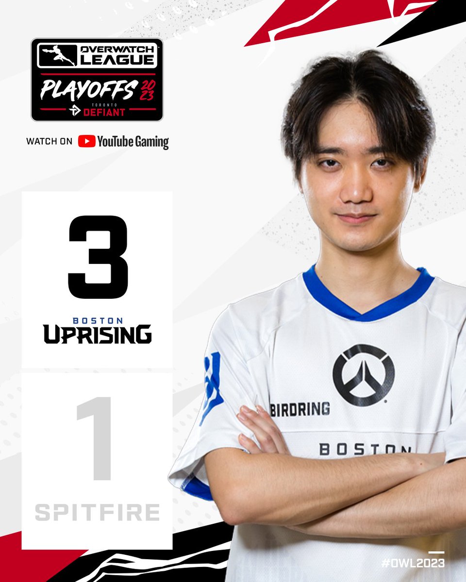 OW_Esports's tweet photo. AN UNSTOPPABLE UPRISING 🤯

@BostonUprising head to the Final 4 and eliminate Spitfire from Playoffs.

#BostonUp | #OWLGrandFinals https://t.co/Zlzkpzq3AJ